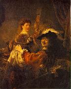 REMBRANDT Harmenszoon van Rijn Rembrandt and Saskia in the Scene of the Prodigal Son in the Tavern dh china oil painting reproduction